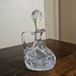 Vintage Deep Cut Crystal Cruet Oil and Vinegar Dispenser
